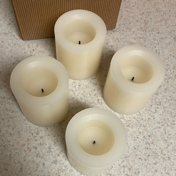 New Pottery Barn Flameless Wax Pillar Candles Set - Picture 2 of 5